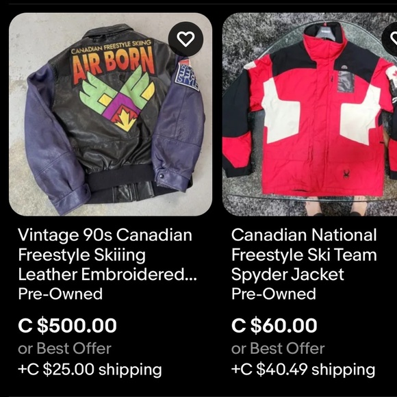 Vintage Canadian Skiing Embroidered Leather Jacket / Large / 90s / Air Born - Picture 9 of 10